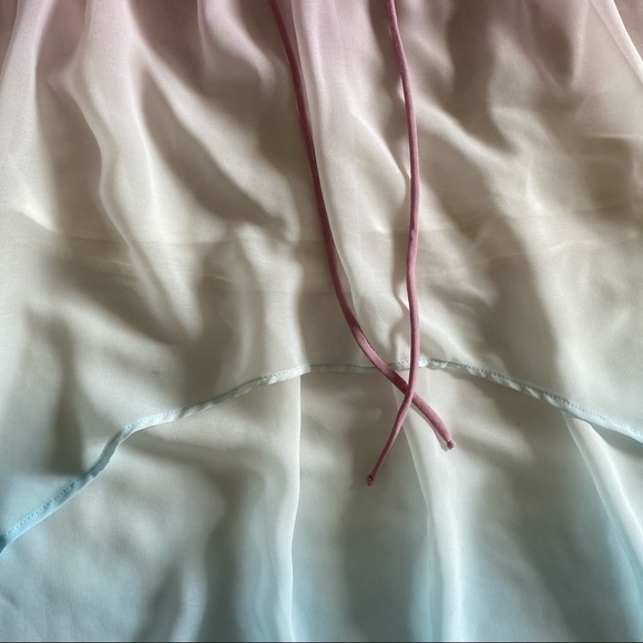 Mango flowy chiffon pink/white/blue skirt - Picture 6 of 10